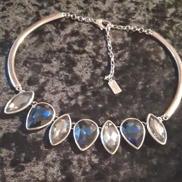 Kenneth Cole New York Silver and Blue Statement Necklace - Picture 1 of 7